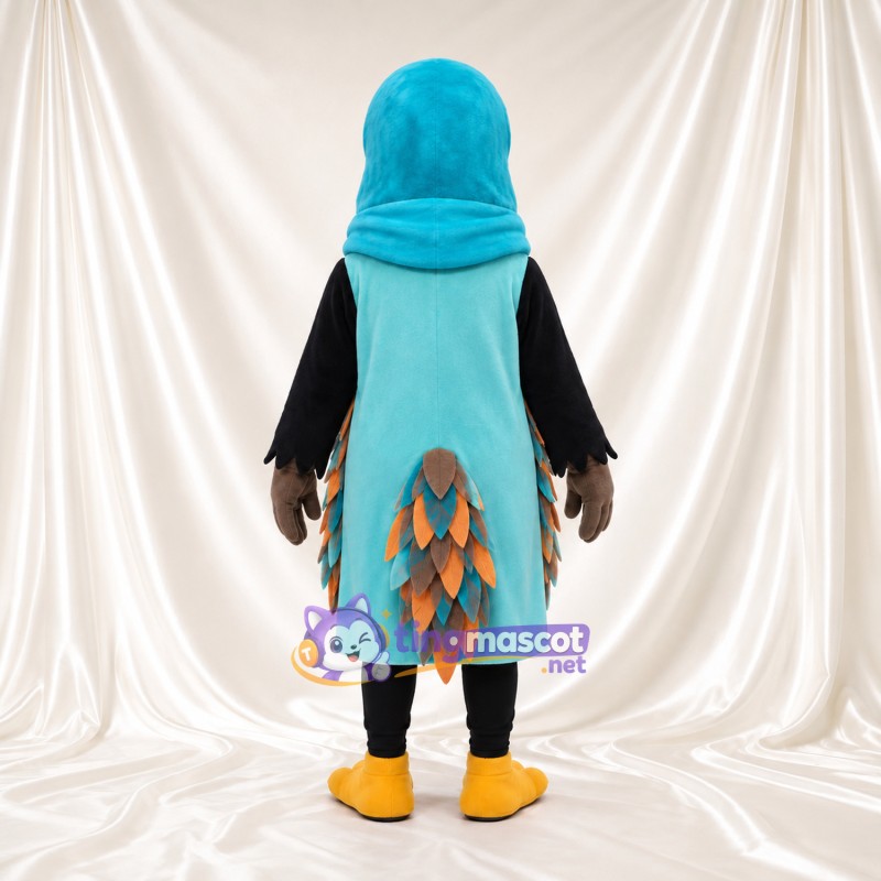 Turquoise Bird Mascot Costume - Long Orange Beak and Teal Tunic Turquoise Bird Mascot Costume - Long Orange Beak and Teal Tunic