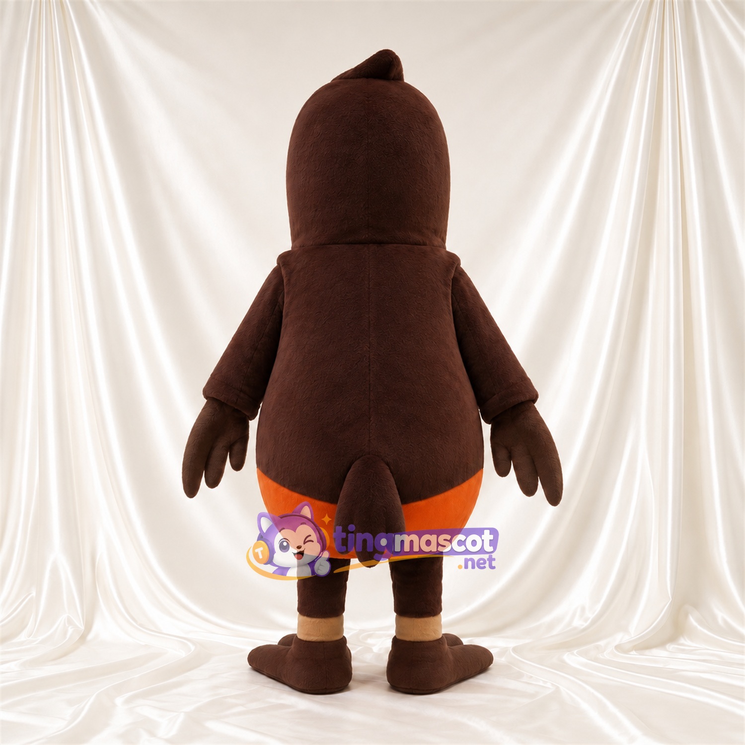 Brown Kingfisher Mascot Costume - Tan Vest and Long Orange Beak Brown Kingfisher Mascot Costume - Tan Vest and Long Orange Beak
