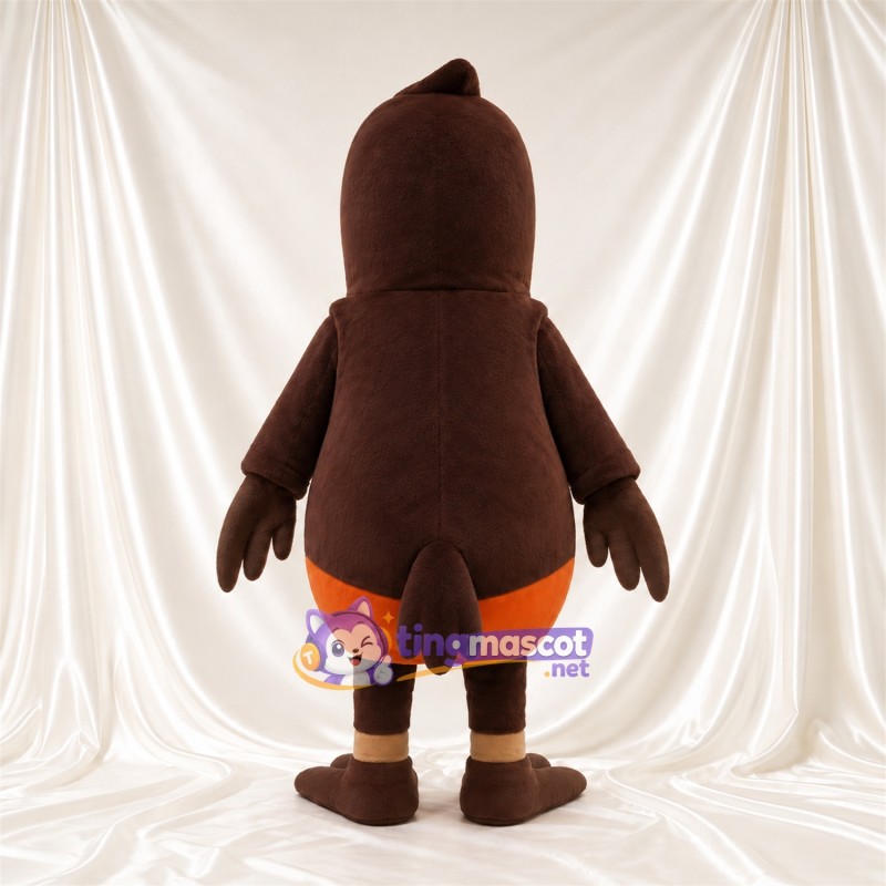 Brown Kingfisher Mascot Costume - Tan Vest and Long Orange Beak Brown Kingfisher Mascot Costume - Tan Vest and Long Orange Beak