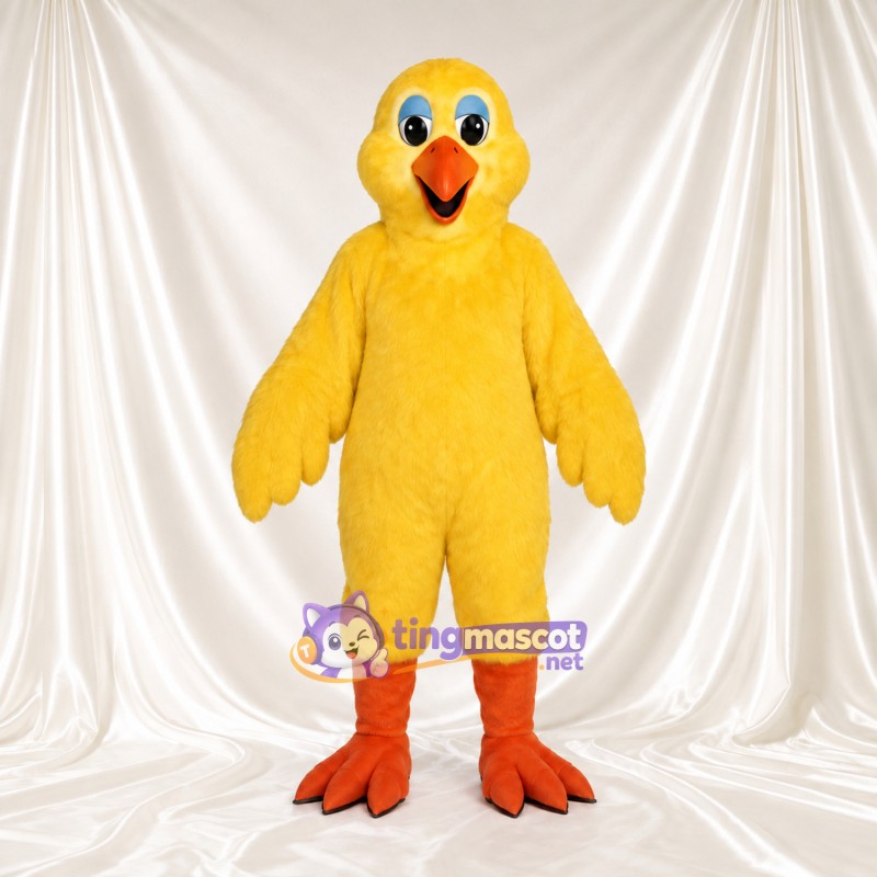 Costume de mascotte Poussin – jaune – Bec (orange); Jambes (orange) Costume de mascotte Poussin – jaune – Bec (orange); Jambes (orange)