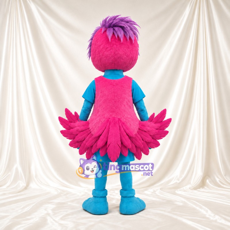 Pink and Turquoise Bird Mascot Costume - Pink Chest and Layered Tail Pink and Turquoise Bird Mascot Costume - Pink Chest and Layered Tail
