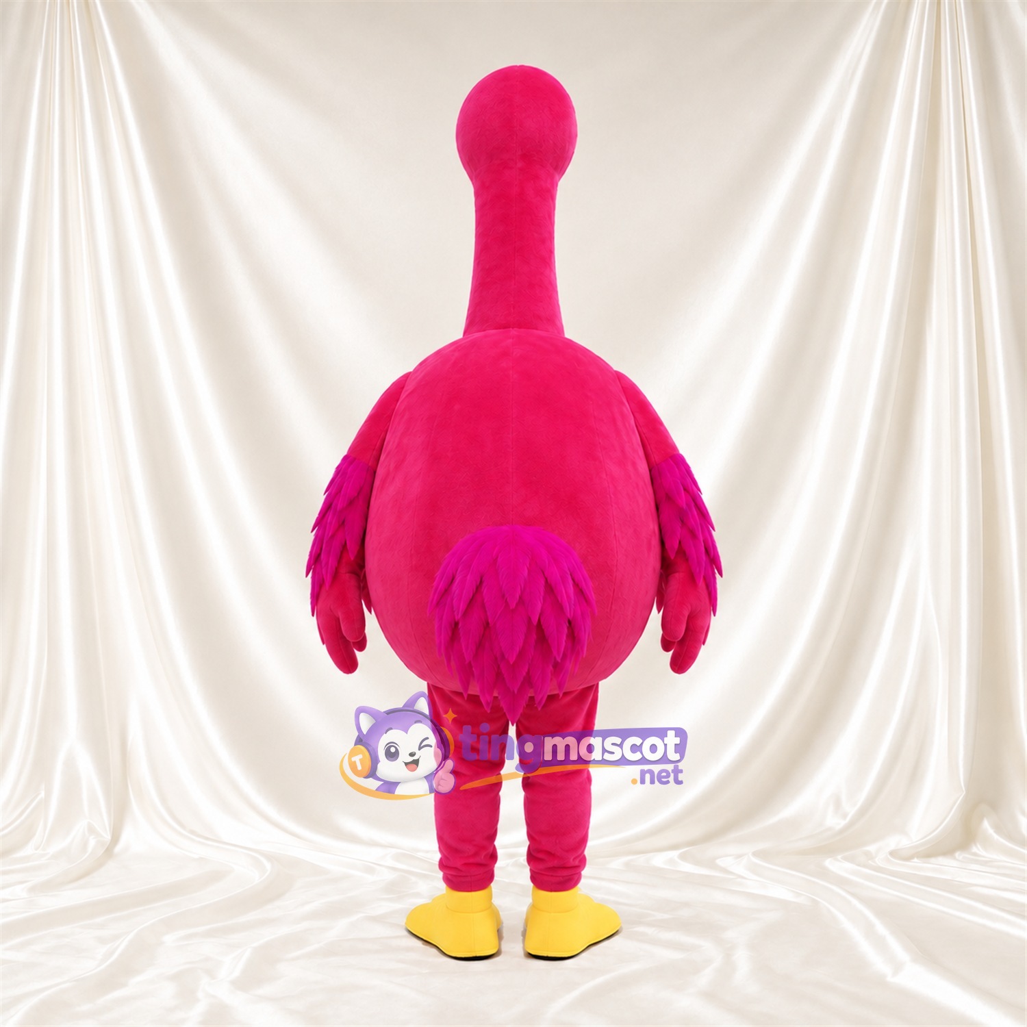 Maskottchenkostüm Flamingo – kräftiges Pink – Langer Hals; Füße (gelb) Maskottchenkostüm Flamingo – kräftiges Pink – Langer Hals; Füße (gelb)
