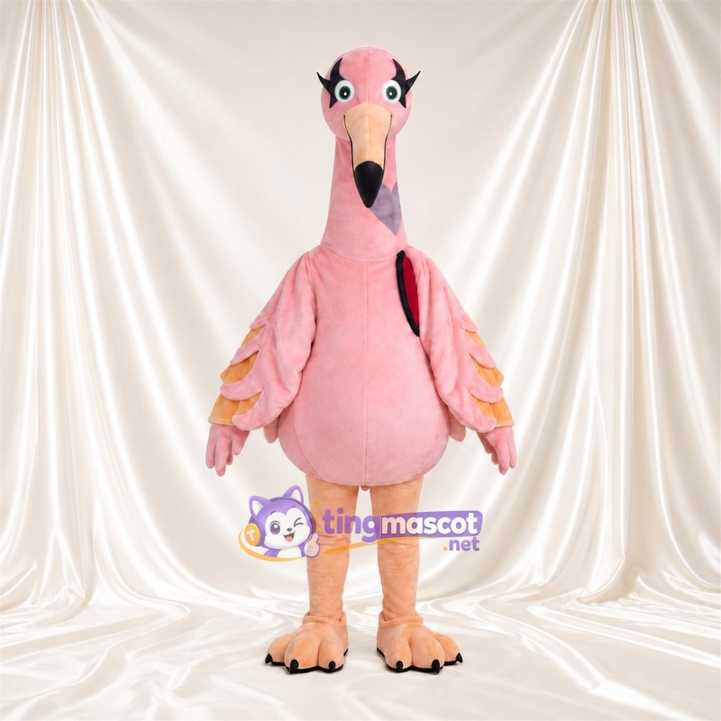 Maskottchenkostüm Flamingo – hellrosa – Flügel (mehrlagig); Beine (pfirsichfarben) Maskottchenkostüm Flamingo – hellrosa – Flügel (mehrlagig); Beine (pfirsichfarben)