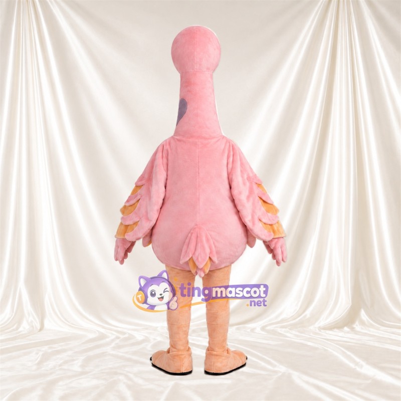 Maskottchenkostüm Flamingo – hellrosa – Flügel (mehrlagig); Beine (pfirsichfarben)