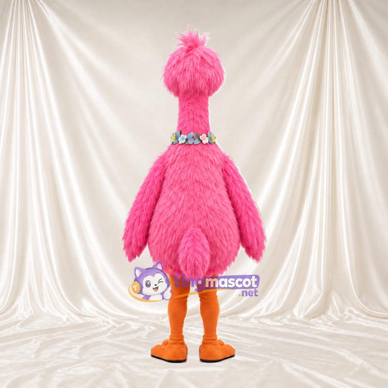 Costume de mascotte Flamant rose – rose – Collier de fleurs; Jambes (orange) Costume de mascotte Flamant rose – rose – Collier de fleurs; Jambes (orange)