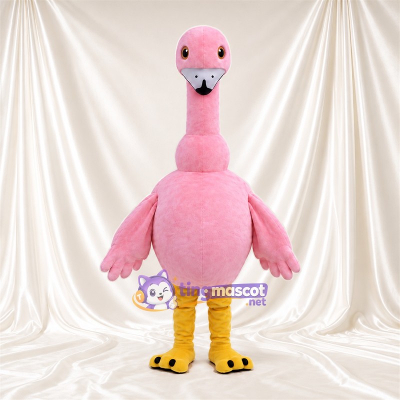 Costume de mascotte Flamant rose – rose – Bec (gris); Jambes (jaune) Costume de mascotte Flamant rose – rose – Bec (gris); Jambes (jaune)