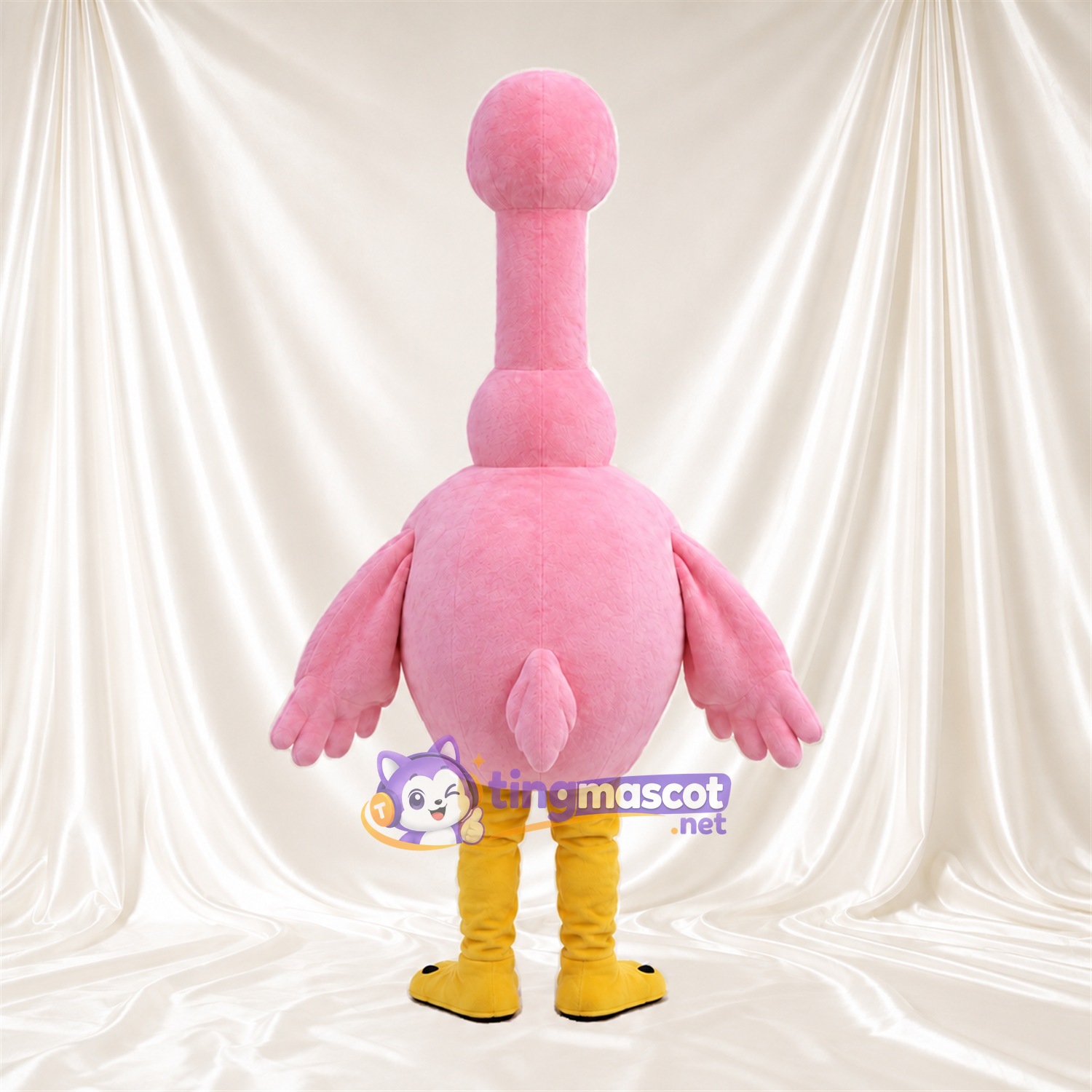 Costume de mascotte Flamant rose – rose – Bec (gris); Jambes (jaune) Costume de mascotte Flamant rose – rose – Bec (gris); Jambes (jaune)