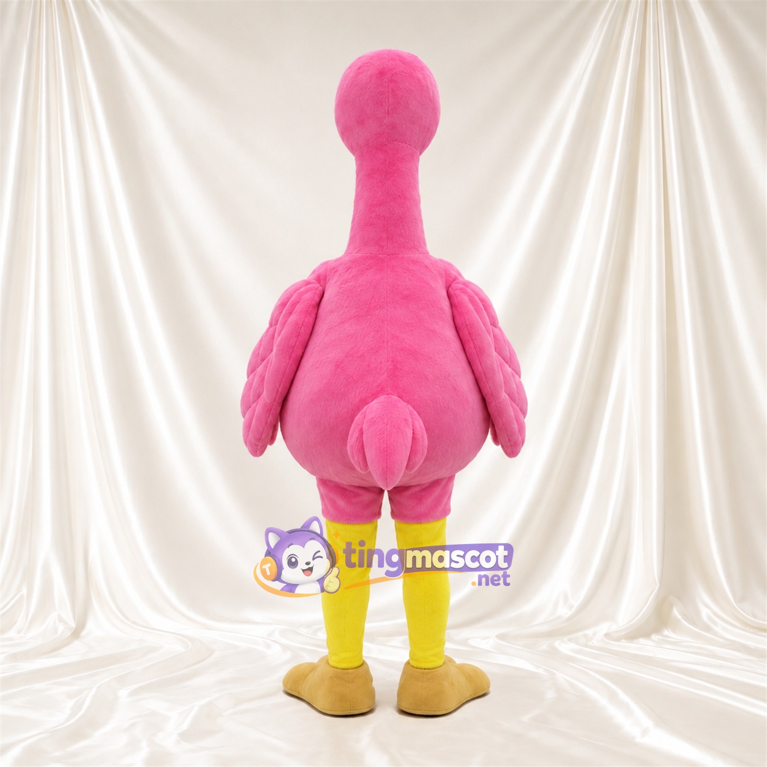 Costume de mascotte Flamant rose – rose – Bec (jaune); Jambes (jaune) Costume de mascotte Flamant rose – rose – Bec (jaune); Jambes (jaune)