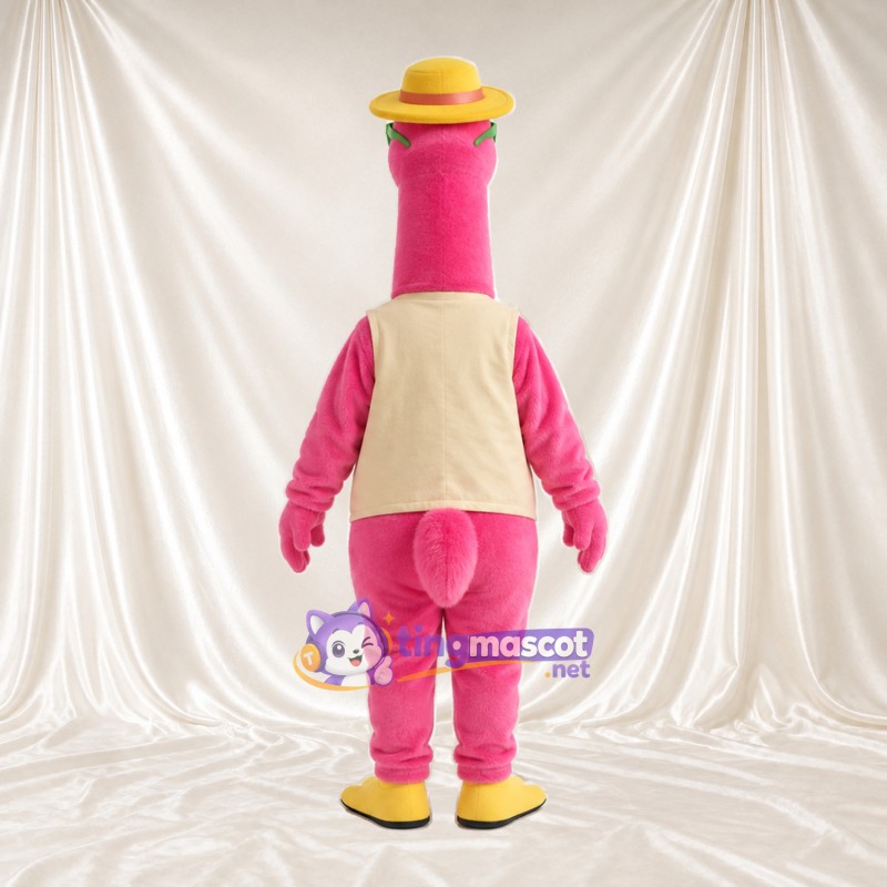 Costume de mascotte Flamant rose – rose – Chapeau; Lunettes de soleil; Gilet (beige) Costume de mascotte Flamant rose – rose – Chapeau; Lunettes de soleil; Gilet (beige)