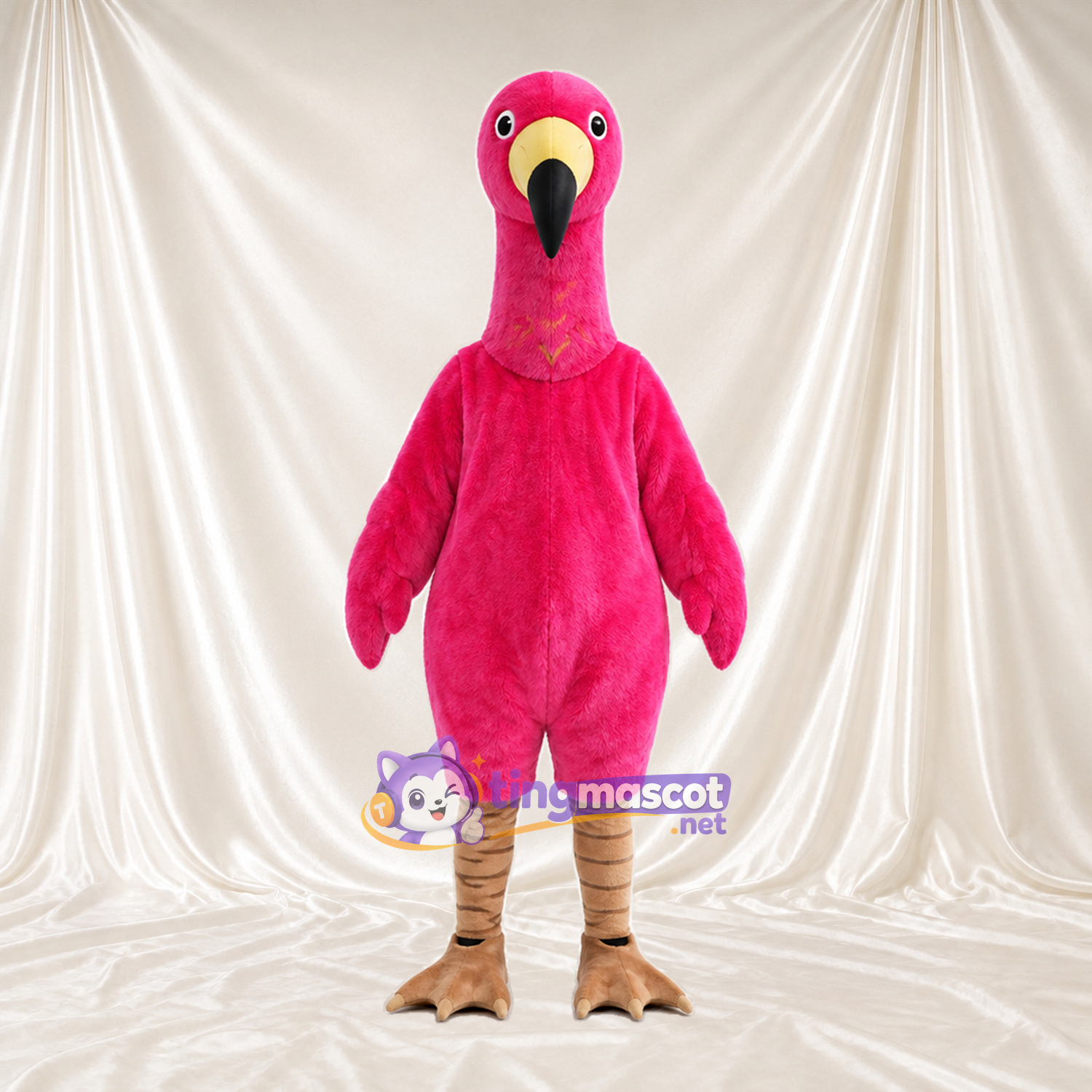Hot Pink Flamingo Mascot Costume - Tan Legs and Yellow Beak Hot Pink Flamingo Mascot Costume - Tan Legs and Yellow Beak