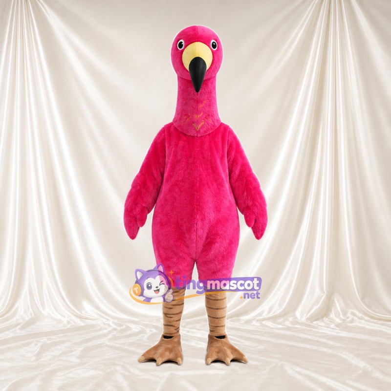 Hot Pink Flamingo Mascot Costume - Tan Legs and Yellow Beak Hot Pink Flamingo Mascot Costume - Tan Legs and Yellow Beak