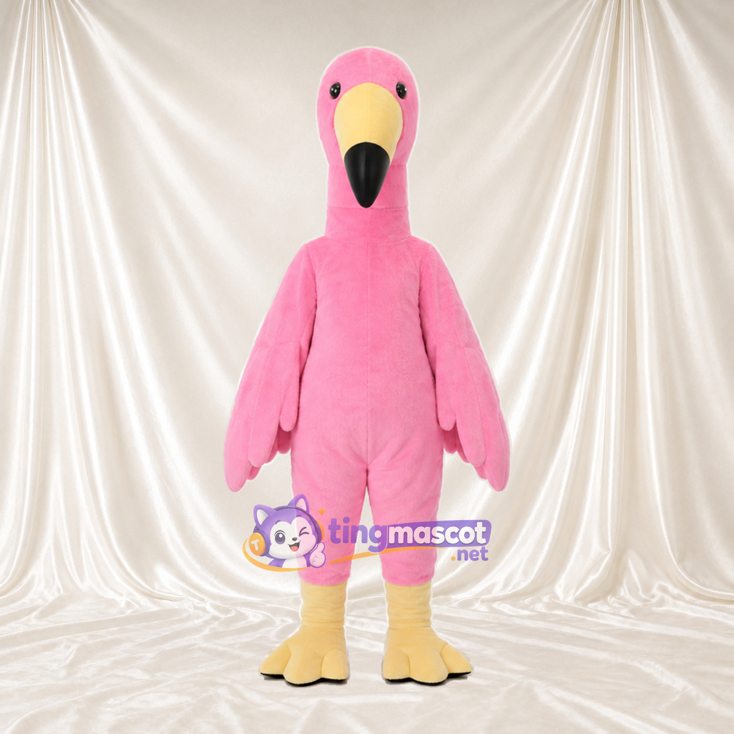 Maskottchenkostüm Flamingo – hellrosa – Schnabel (creme); Stiefel (creme) Maskottchenkostüm Flamingo – hellrosa – Schnabel (creme); Stiefel (creme)