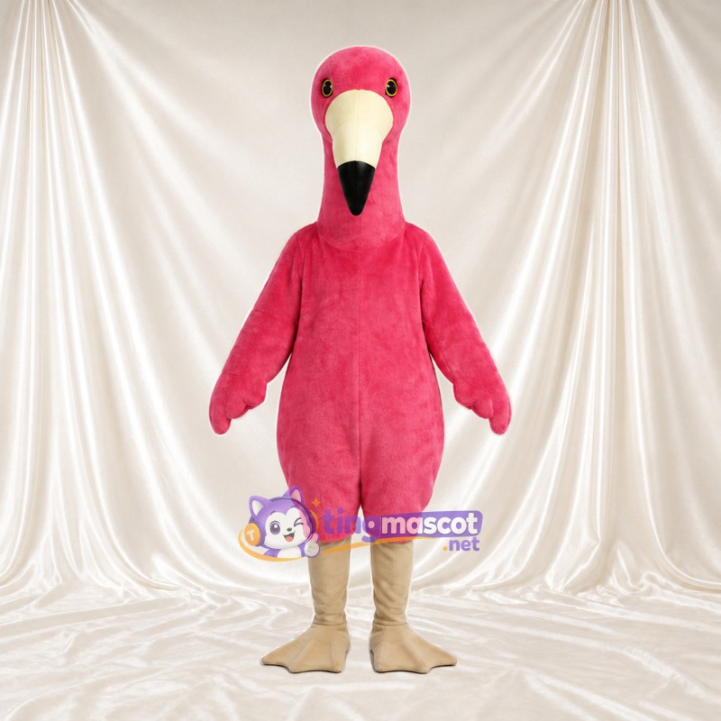 Costume de mascotte Flamant rose – rose – Bec (crème); Jambes (beige) Costume de mascotte Flamant rose – rose – Bec (crème); Jambes (beige)