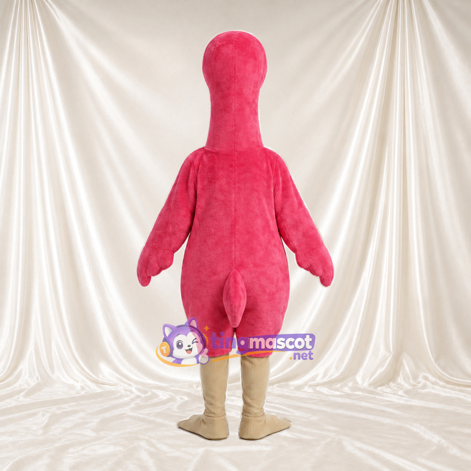 Costume de mascotte Flamant rose – rose – Bec (crème); Jambes (beige) Costume de mascotte Flamant rose – rose – Bec (crème); Jambes (beige)