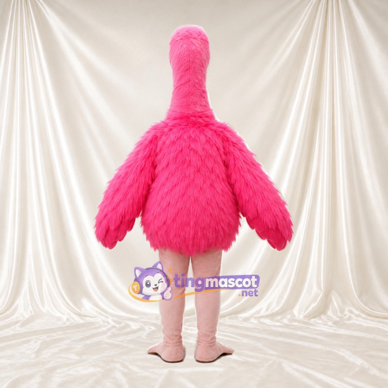 Maskottchenkostüm Flamingo – kräftiges Pink – Körper (zottelig, rund); Beine