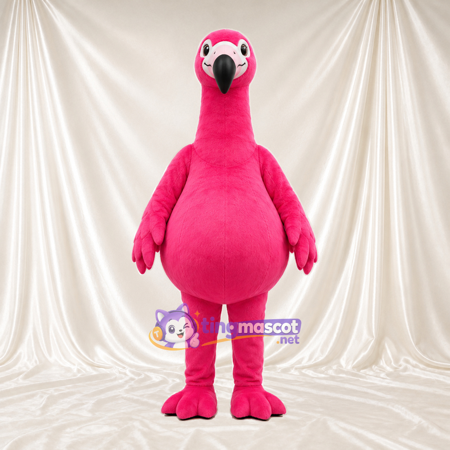 Maskottchenkostüm Flamingo – kräftiges Pink – Bauch (groß); Füße (rosa) Maskottchenkostüm Flamingo – kräftiges Pink – Bauch (groß); Füße (rosa)