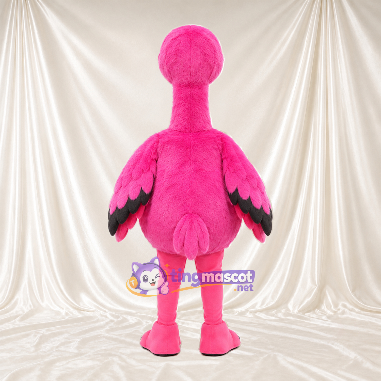 Costume de mascotte Flamant rose – rose – Bouts des ailes (noir); Jambes (rose) Costume de mascotte Flamant rose – rose – Bouts des ailes (noir); Jambes (rose)