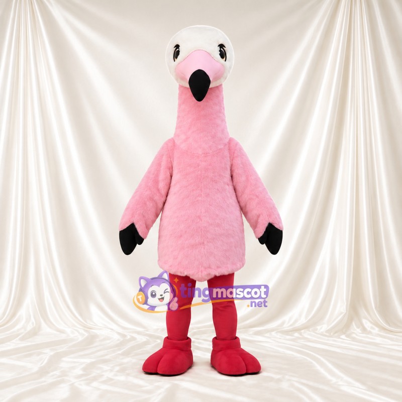 Maskottchenkostüm Flamingo – hellrosa – Flügelspitzen (schwarz); Beine (rot) Maskottchenkostüm Flamingo – hellrosa – Flügelspitzen (schwarz); Beine (rot)