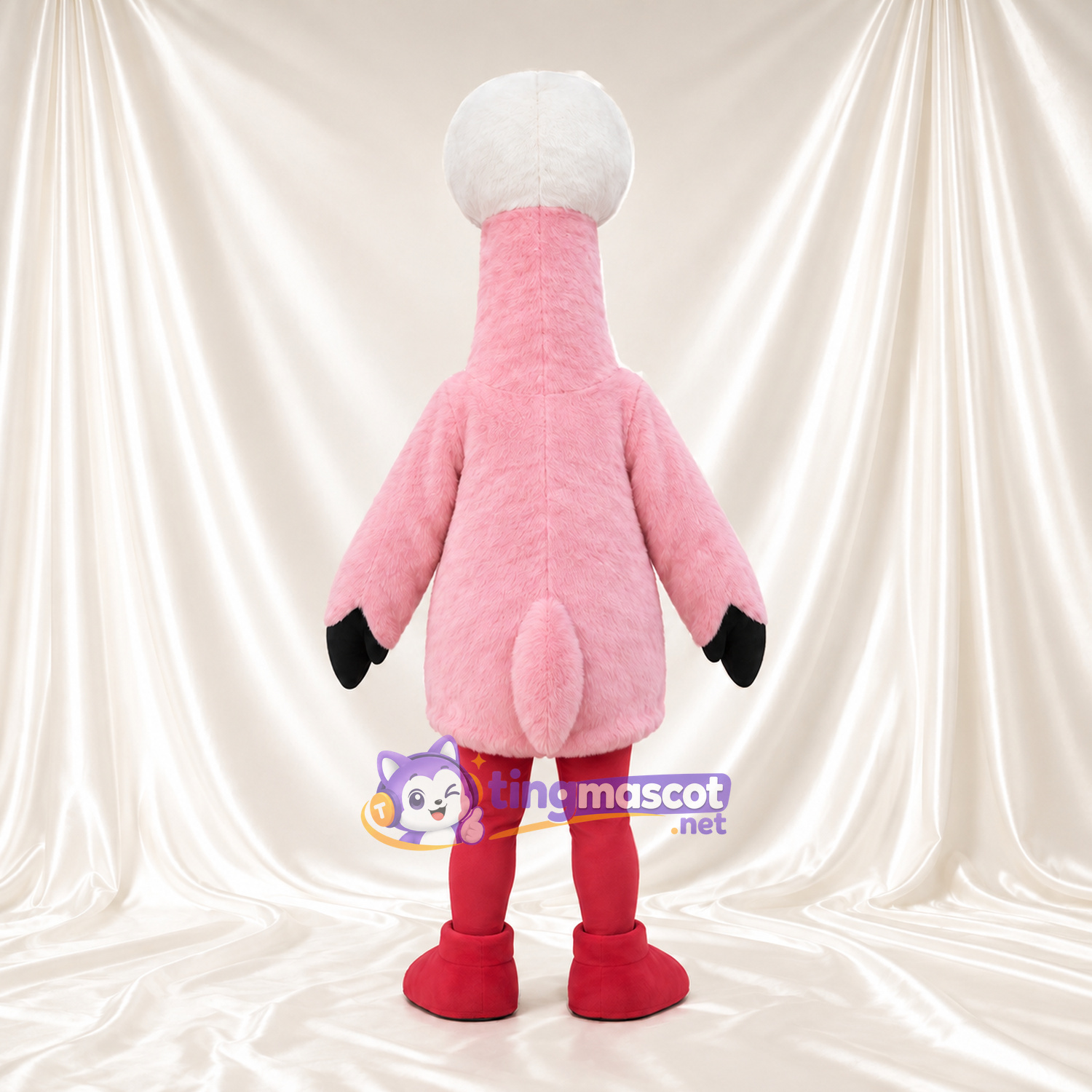 Maskottchenkostüm Flamingo – hellrosa – Flügelspitzen (schwarz); Beine (rot) Maskottchenkostüm Flamingo – hellrosa – Flügelspitzen (schwarz); Beine (rot)