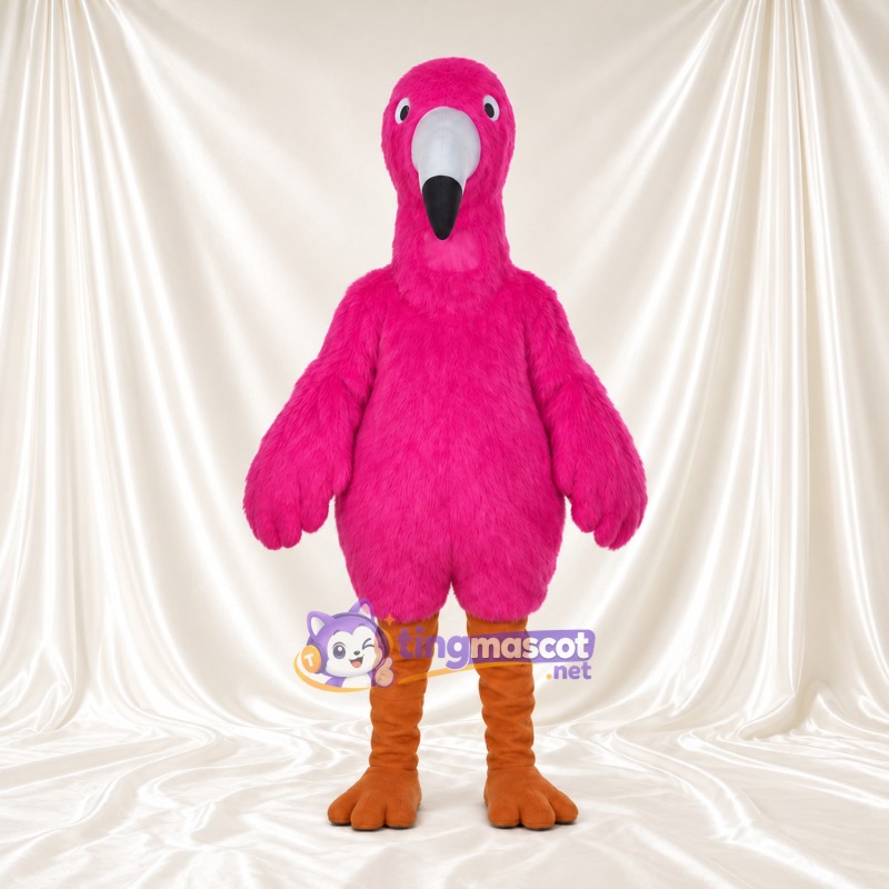 Hot Pink Flamingo Mascot Costume - White Beak and Brown Legs Hot Pink Flamingo Mascot Costume - White Beak and Brown Legs