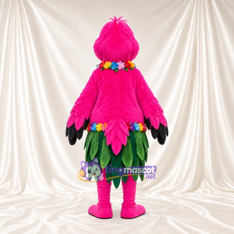 Costume de mascotte Flamant rose – rose – Collier de fleurs; Feuille (vert); Jupe Costume de mascotte Flamant rose – rose – Collier de fleurs; Feuille (vert); Jupe