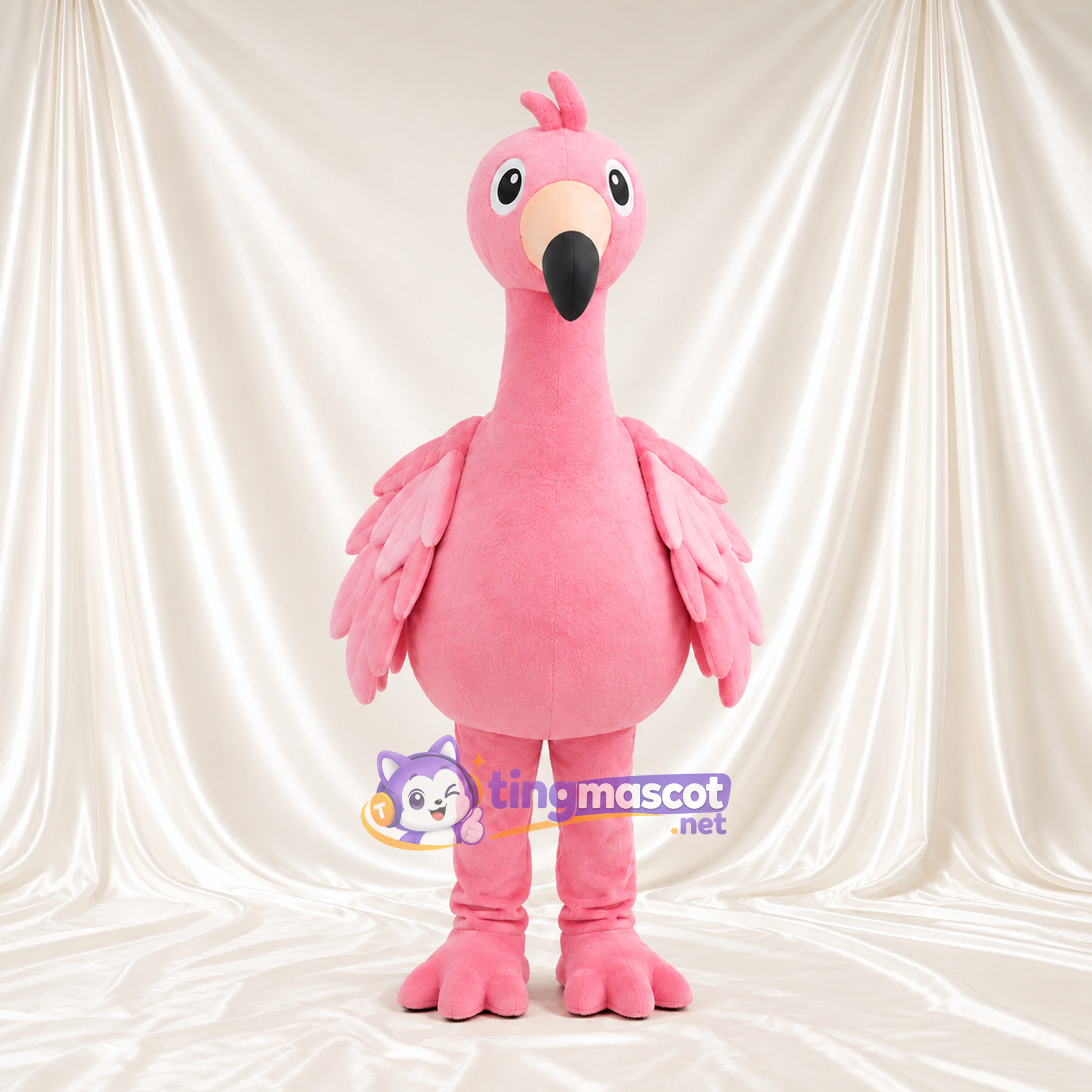 Maskottchenkostüm Flamingo – hellrosa – Federhaube; Flügel (mehrlagig)