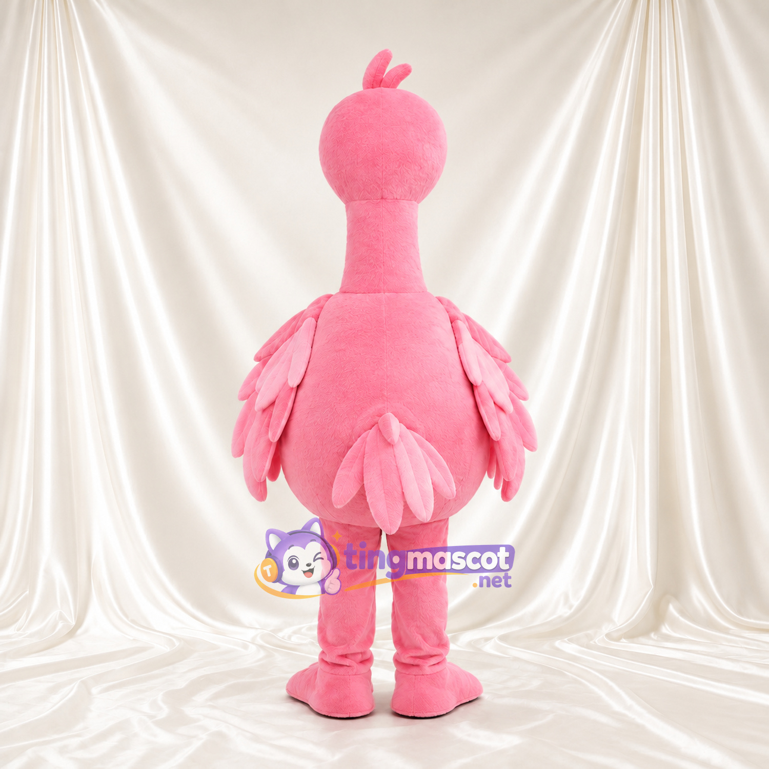 Maskottchenkostüm Flamingo – hellrosa – Federhaube; Flügel (mehrlagig)