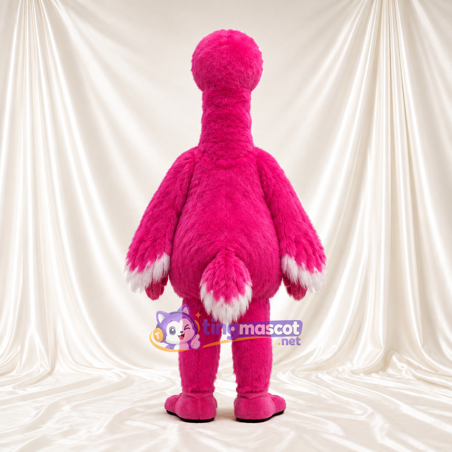 Hot Pink Flamingo Mascot Costume - Yellow Eyes and White Wing Tips Hot Pink Flamingo Mascot Costume - Yellow Eyes and White Wing Tips