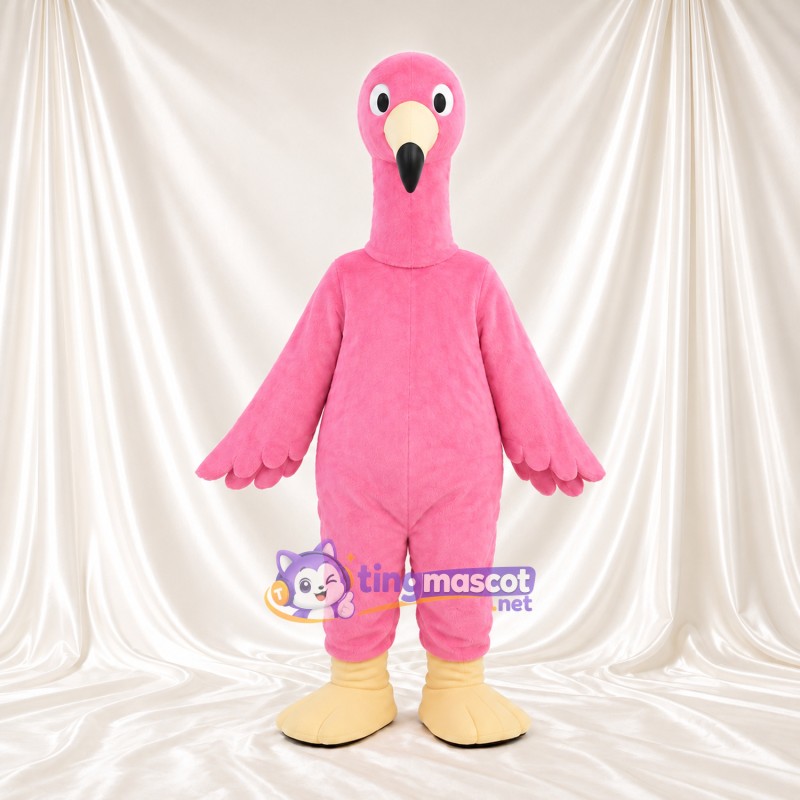 Costume de mascotte Flamant rose – rose – Bottes (crème); Long cou Costume de mascotte Flamant rose – rose – Bottes (crème); Long cou