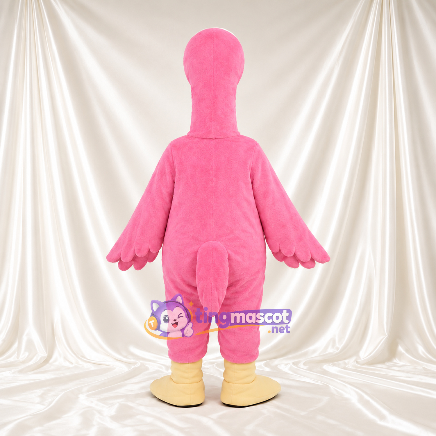 Costume de mascotte Flamant rose – rose – Bottes (crème); Long cou Costume de mascotte Flamant rose – rose – Bottes (crème); Long cou