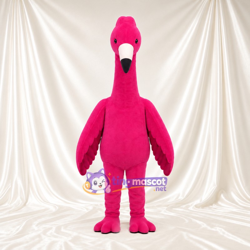 Hot Pink Flamingo Mascot Costume - Pointed Crown and Dark Pink Wings Hot Pink Flamingo Mascot Costume - Pointed Crown and Dark Pink Wings