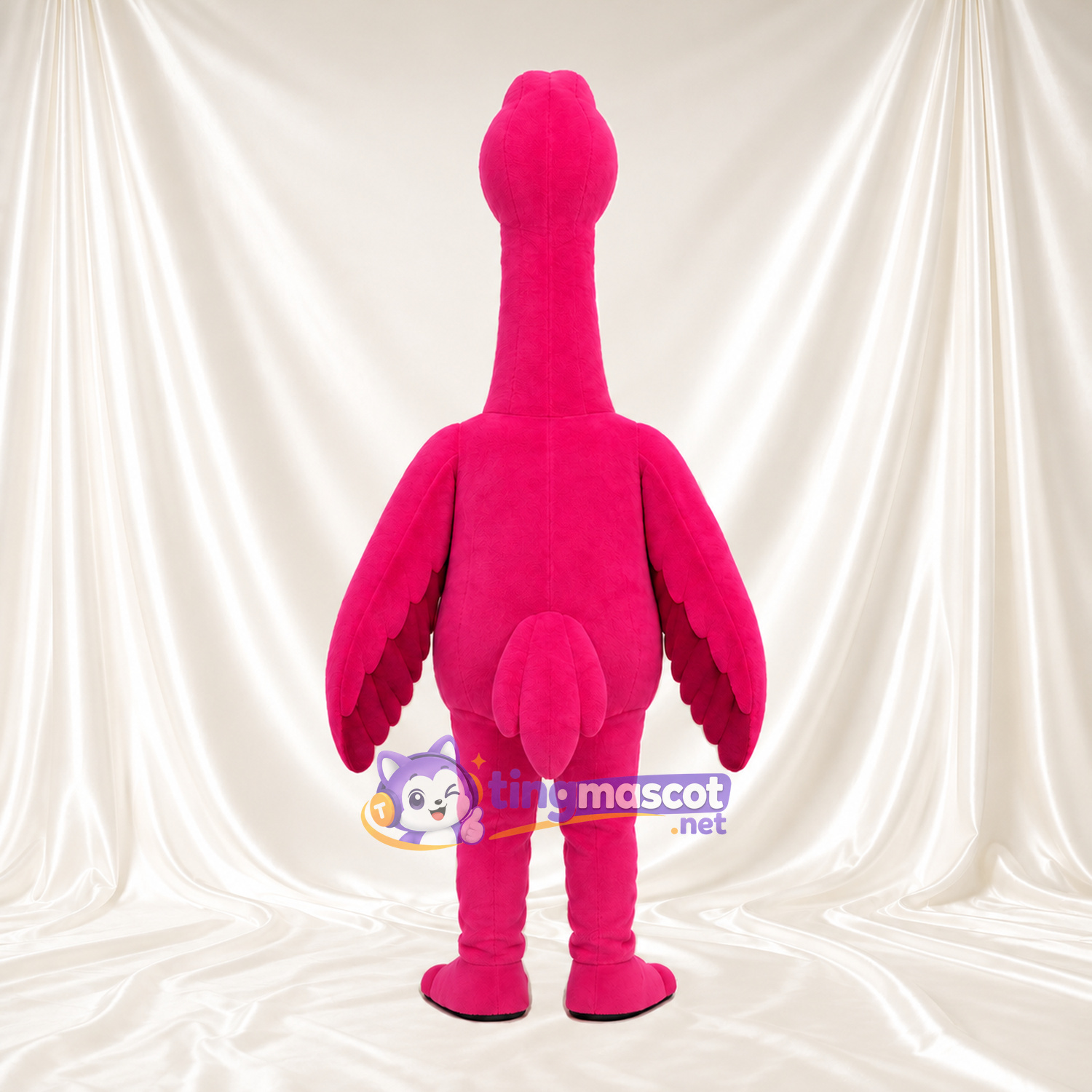 Hot Pink Flamingo Mascot Costume - Pointed Crown and Dark Pink Wings Hot Pink Flamingo Mascot Costume - Pointed Crown and Dark Pink Wings