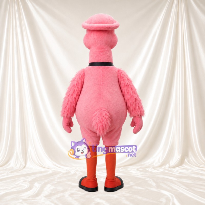 Maskottchenkostüm Flamingo – korallrosa – Baskenmütze (rosa); Fliege (schwarz)