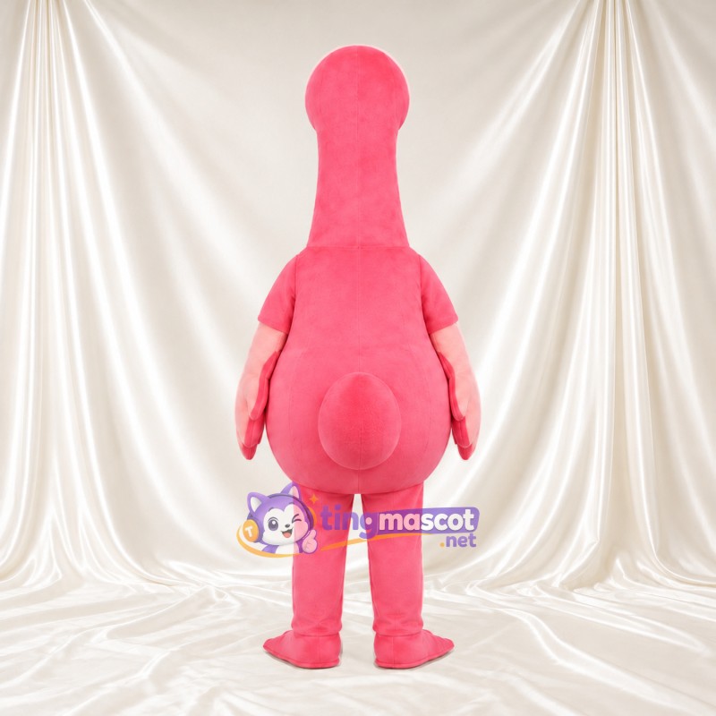 Maskottchenkostüm Flamingo – korallrosa – Rundlicher Körper; Stiefel (rosa)