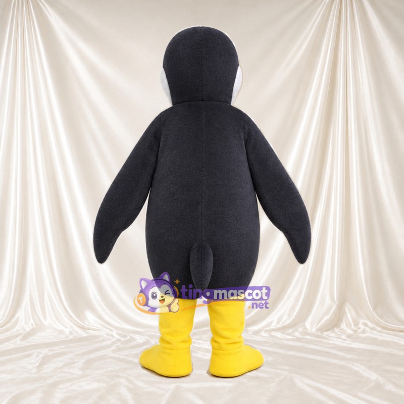 Costume de mascotte Manchot – gris – Ventre (blanc); Jambes (jaune) Costume de mascotte Manchot – gris – Ventre (blanc); Jambes (jaune)