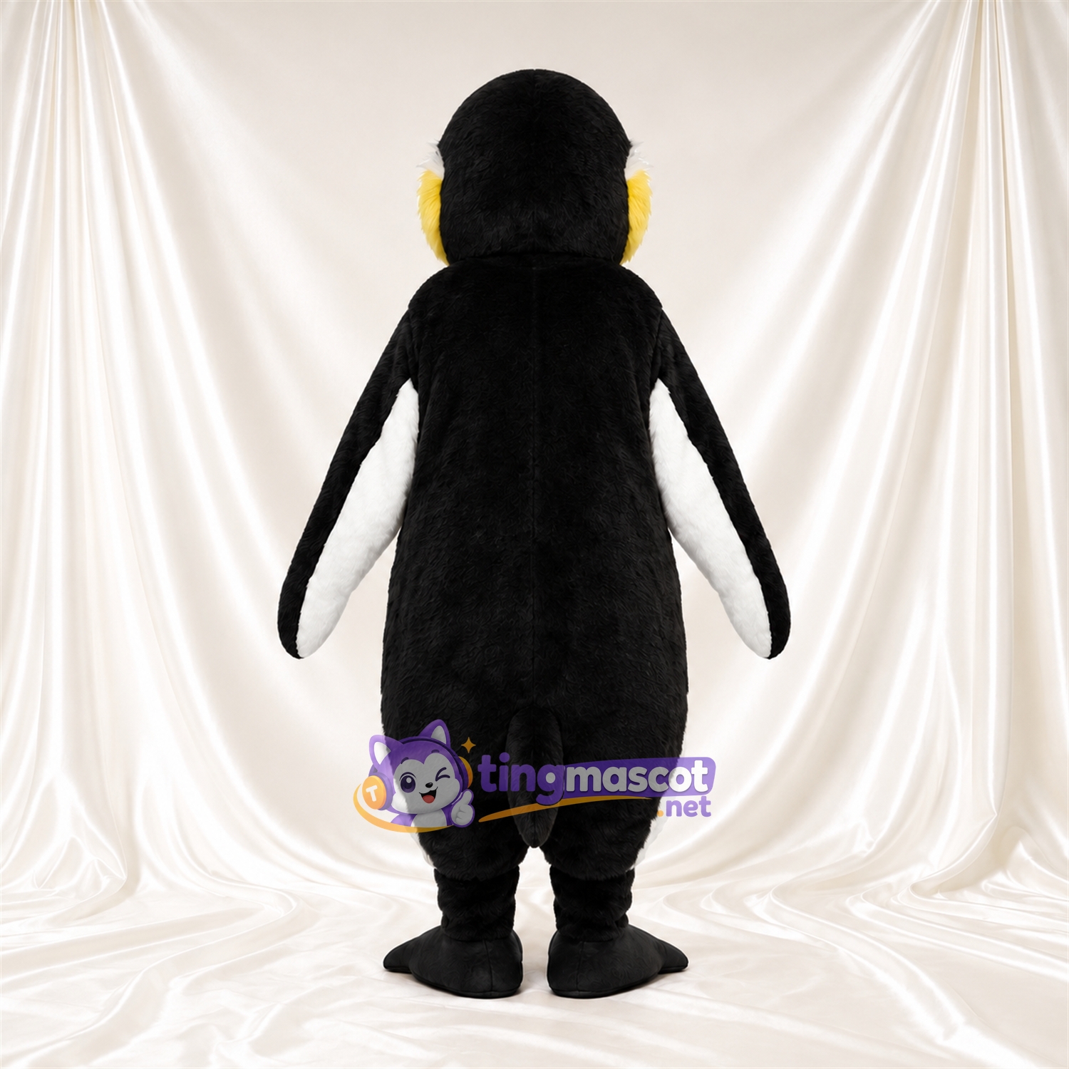 Black and White Penguin Mascot Costume - Black Neck Bib and Yellow Eyes Black and White Penguin Mascot Costume - Black Neck Bib and Yellow Eyes