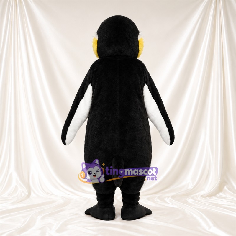 Black and White Penguin Mascot Costume - Black Neck Bib and Yellow Eyes Black and White Penguin Mascot Costume - Black Neck Bib and Yellow Eyes
