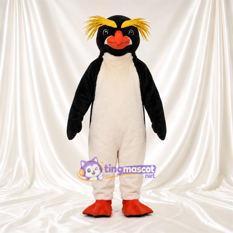 Maskottchenkostüm Felsenpinguin – wie abgebildet – Federn (gelb); Füße (rot) Maskottchenkostüm Felsenpinguin – wie abgebildet – Federn (gelb); Füße (rot)