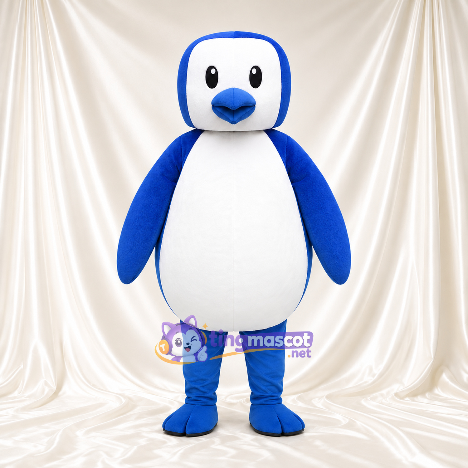 Maskottchenkostüm Pinguin – blau – Gesicht (weiß); Schnabel (blau) Maskottchenkostüm Pinguin – blau – Gesicht (weiß); Schnabel (blau)
