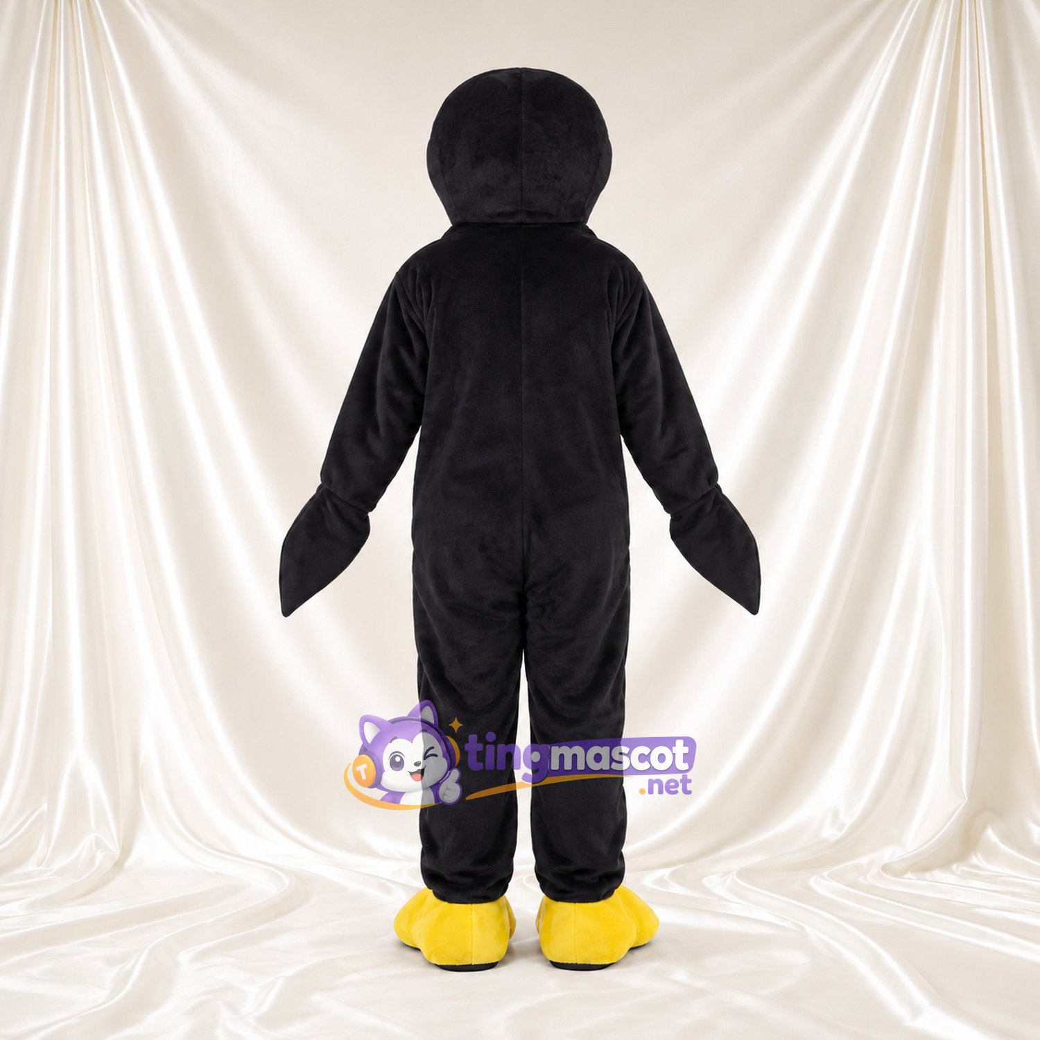 Black and White Penguin Mascot Costume - Broad Smile and Yellow Feet Black and White Penguin Mascot Costume - Broad Smile and Yellow Feet