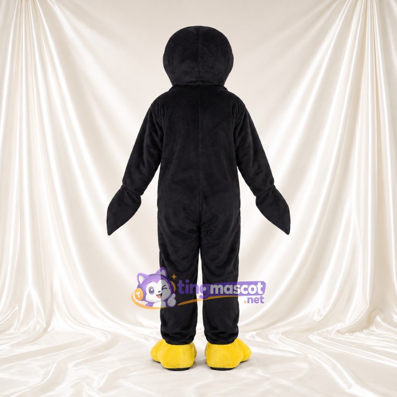 Black and White Penguin Mascot Costume - Broad Smile and Yellow Feet Black and White Penguin Mascot Costume - Broad Smile and Yellow Feet