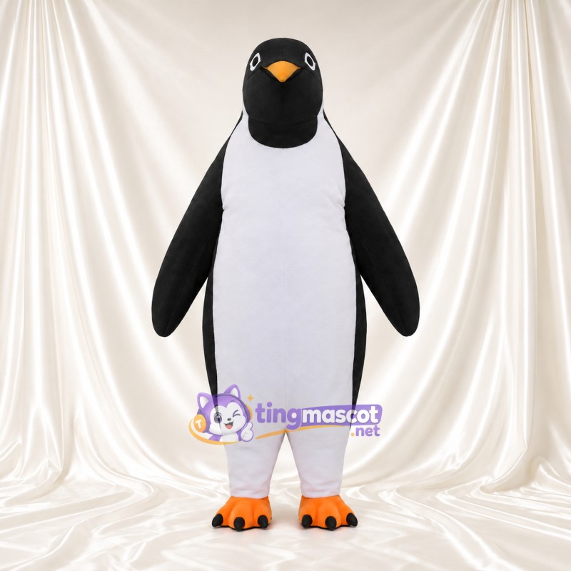 Costume de mascotte Manchot – noir – Bec (petit, orange); Serres (orange) Costume de mascotte Manchot – noir – Bec (petit, orange); Serres (orange)