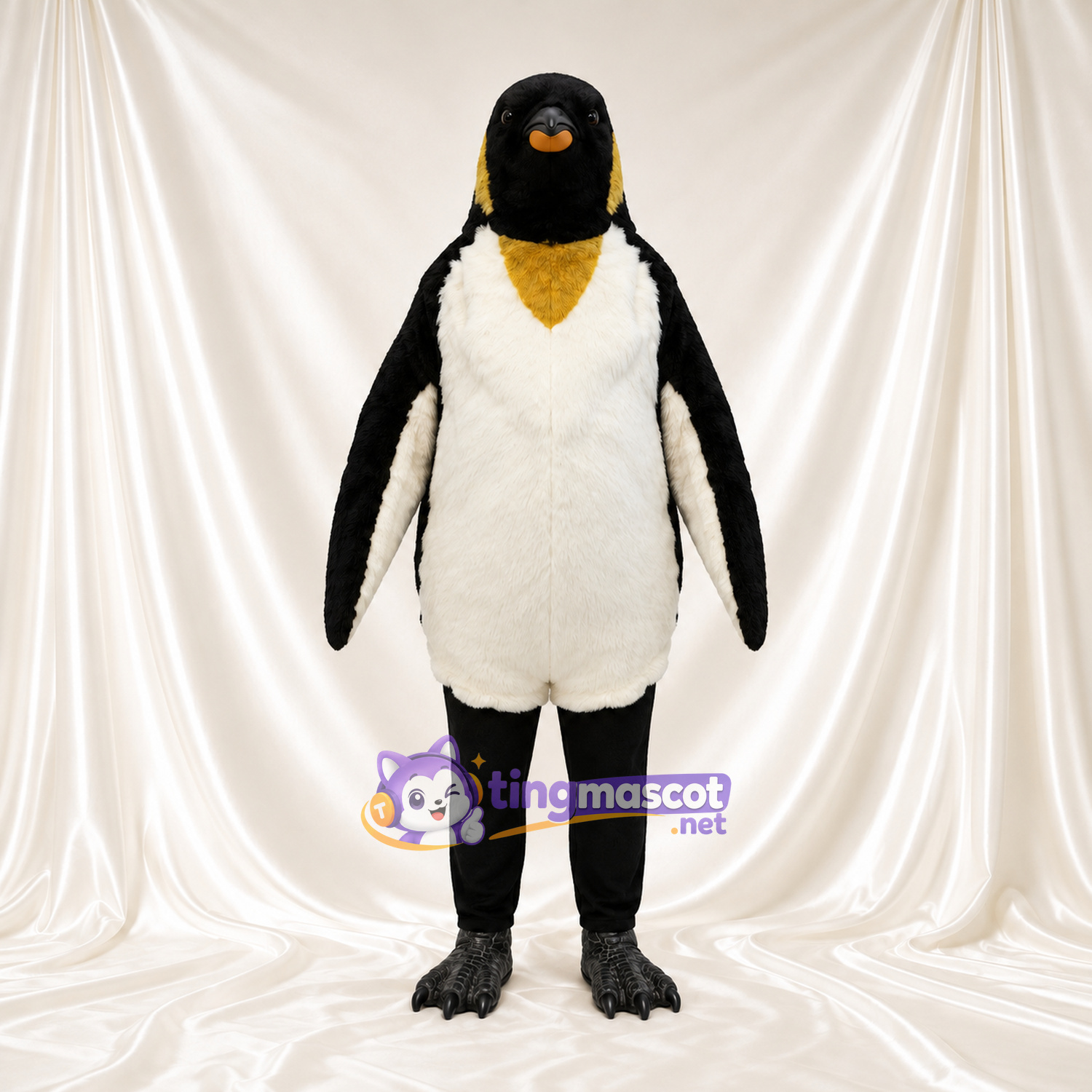 Maskottchenkostüm Kaiserpinguin – wie abgebildet – Bauch (creme); Beine (schwarz) Maskottchenkostüm Kaiserpinguin – wie abgebildet – Bauch (creme); Beine (schwarz)
