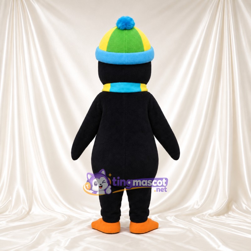 Costume de mascotte Manchot – noir – Bonnet (bleu); Écharpe (bleu, jaune) Costume de mascotte Manchot – noir – Bonnet (bleu); Écharpe (bleu, jaune)