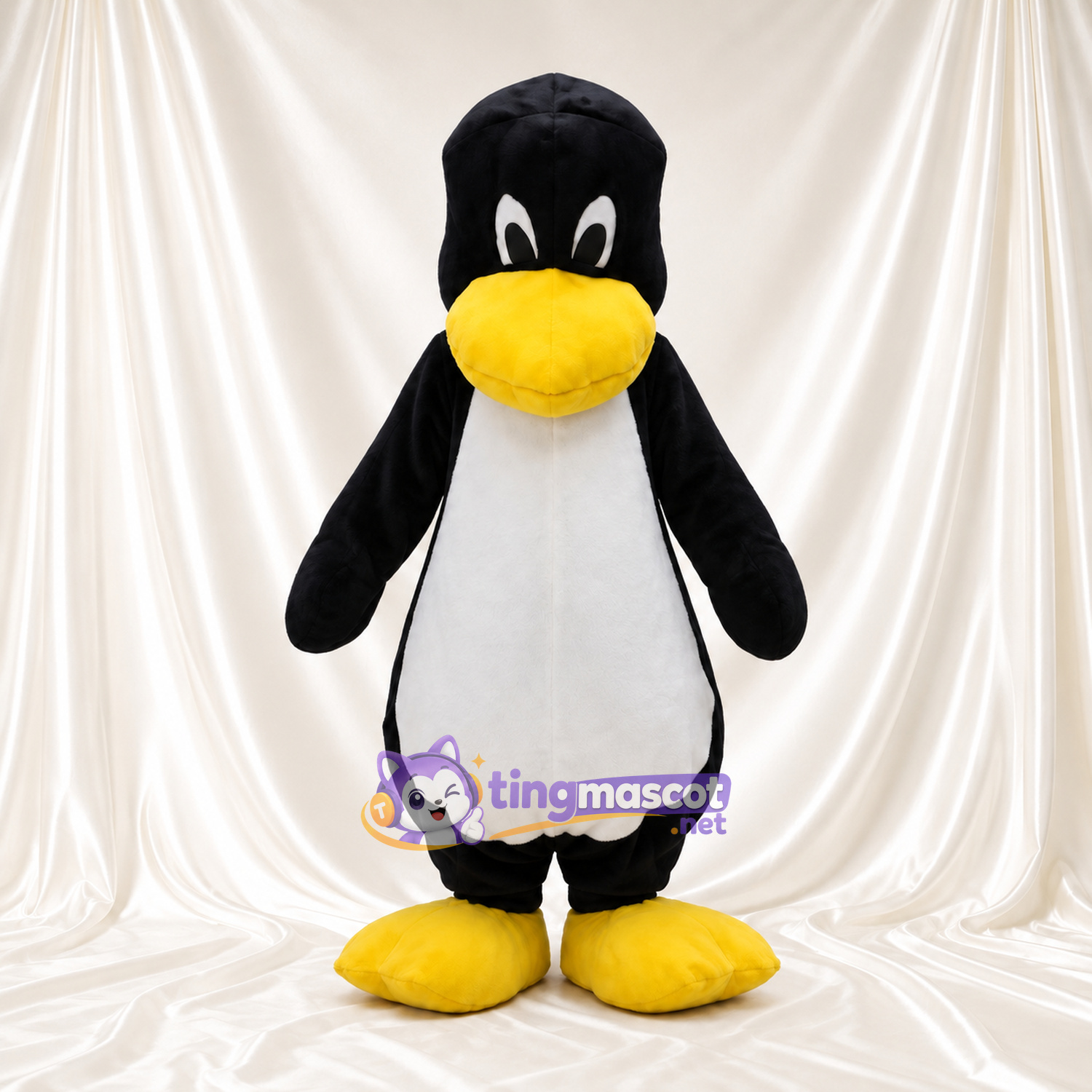 Costume de mascotte Manchot – noir – Bec (grand, jaune); Chaussures (jaune) Costume de mascotte Manchot – noir – Bec (grand, jaune); Chaussures (jaune)