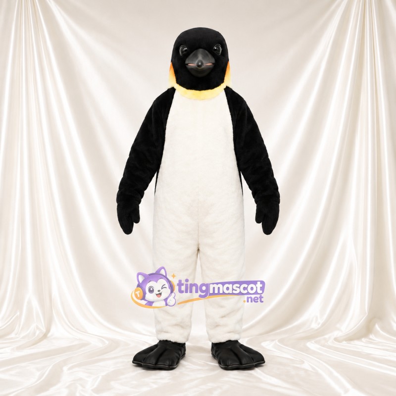 Maskottchenkostüm Kaiserpinguin – wie abgebildet – Hals (gelb); Füße (schwarz, mit Schwimmhäuten) Maskottchenkostüm Kaiserpinguin – wie abgebildet – Hals (gelb); Füße (schwarz, mit Schwimmhäuten)