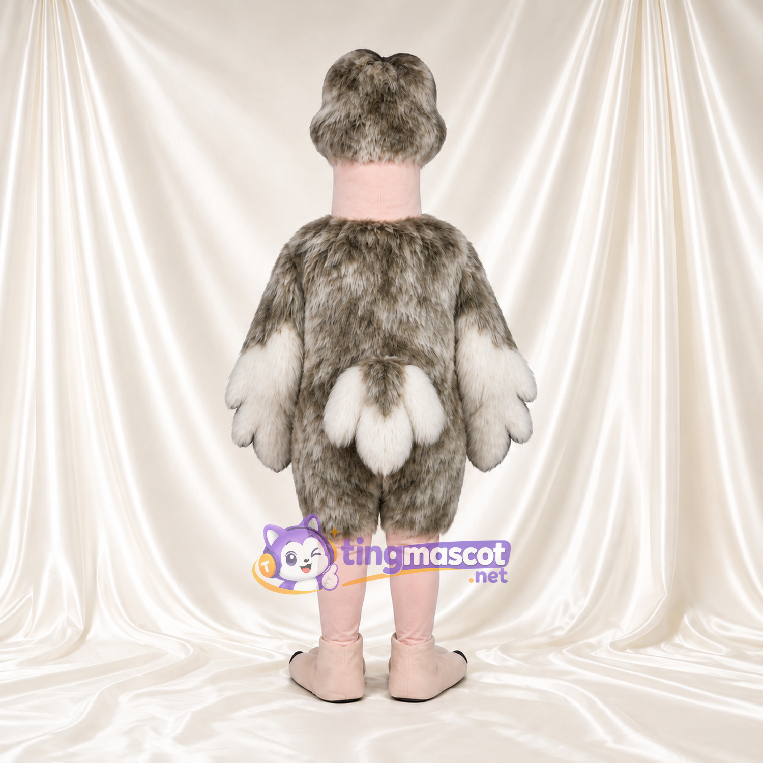 Costume de mascotte Autruche – gris – Cou (rose); Jambes (rose) Costume de mascotte Autruche – gris – Cou (rose); Jambes (rose)