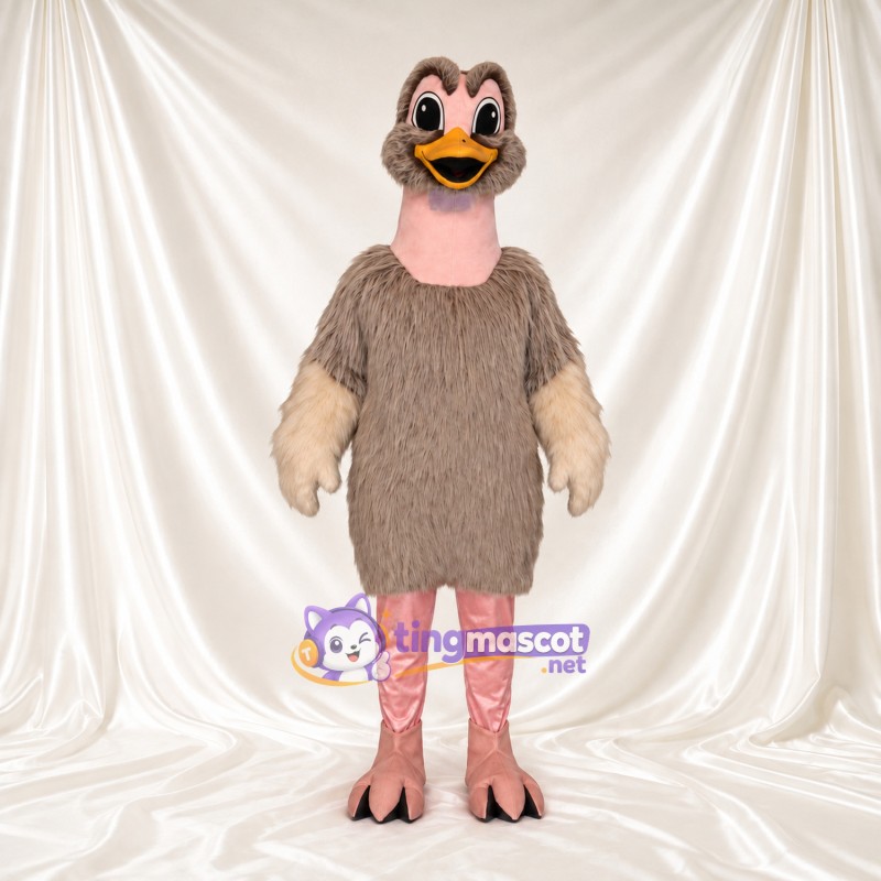 Costume de mascotte Autruche – marron – Bouts des ailes (crème); Jambes (rose) Costume de mascotte Autruche – marron – Bouts des ailes (crème); Jambes (rose)