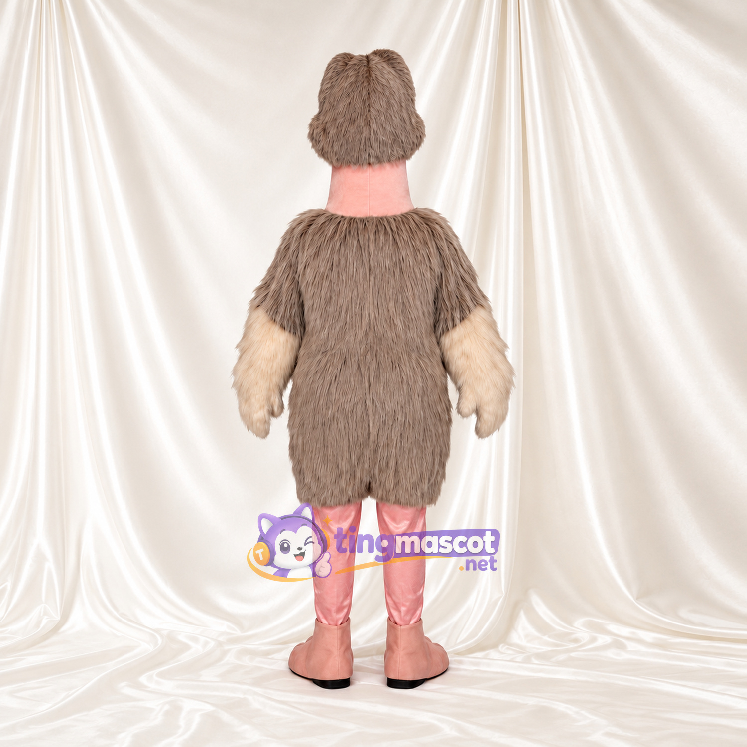 Costume de mascotte Autruche – marron – Bouts des ailes (crème); Jambes (rose) Costume de mascotte Autruche – marron – Bouts des ailes (crème); Jambes (rose)