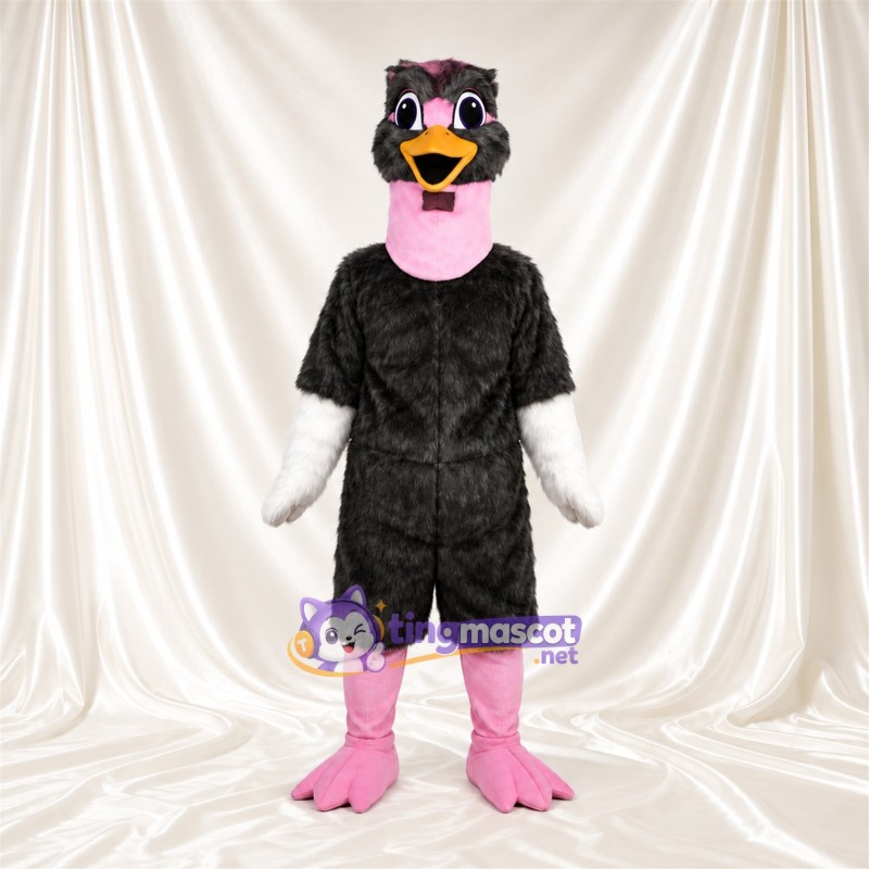 Costume de mascotte Autruche – noir – Cou (rose); Bouts des ailes (blanc) Costume de mascotte Autruche – noir – Cou (rose); Bouts des ailes (blanc)